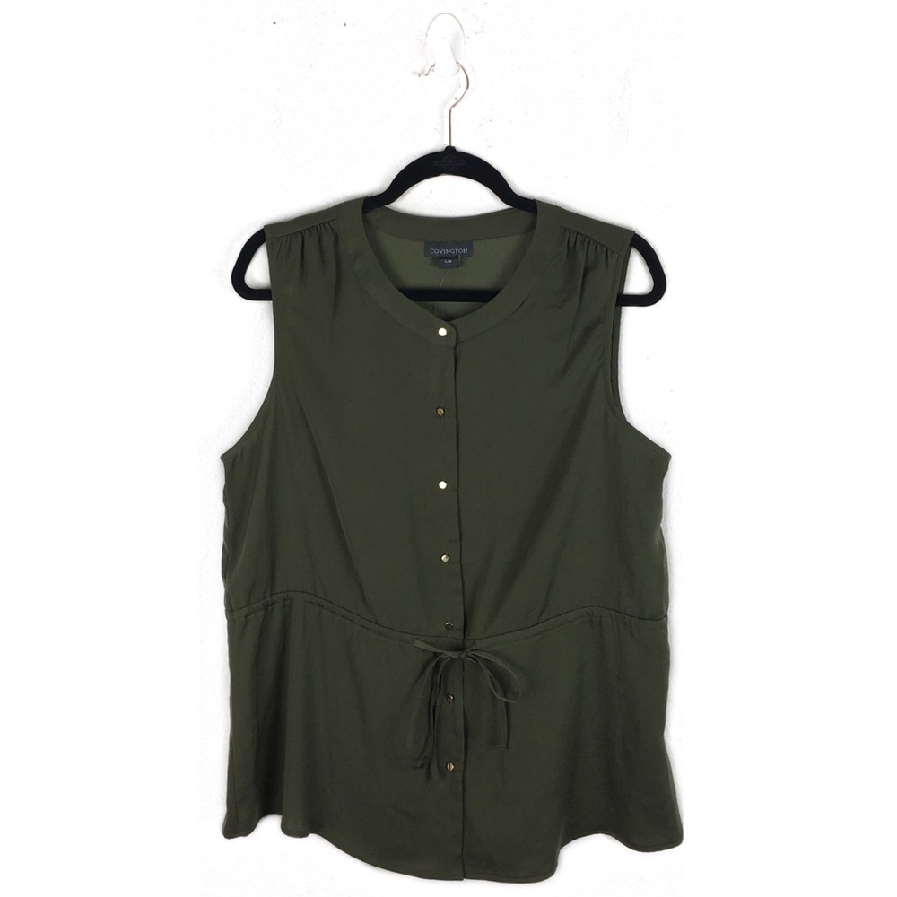 Covington | NWOT olive green gold button down top